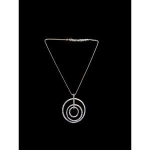 Faux silver and diamond geometric circle necklace